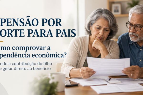 fotografia dos pais diante dos documentos analisando a pensão por mote